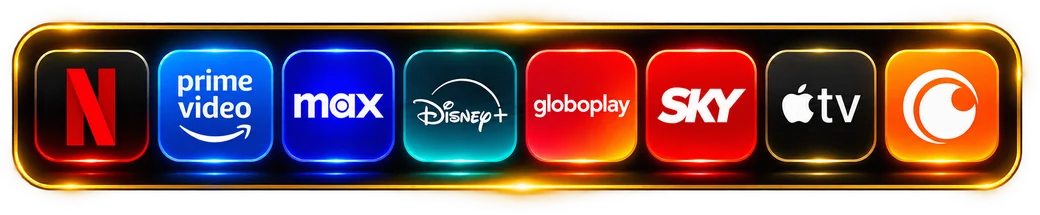 Netflix, Prime Video, Max, Disney+, Globoplay, Sky, Apple TV e Crunchyroll